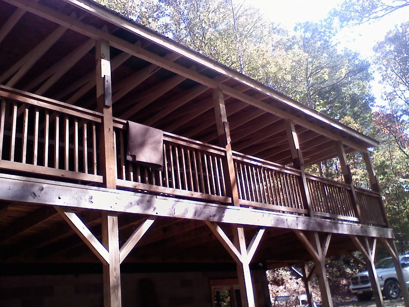 Timber framing under a new elevated porch and deck — Roof Leak Repair in Grantville by Roofing Brothers